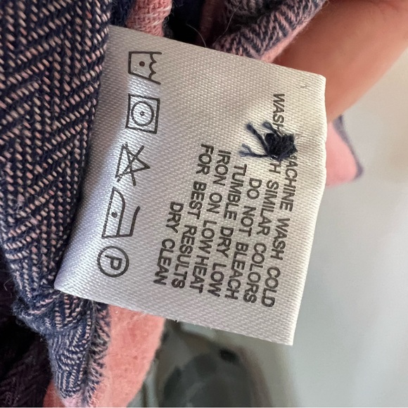 Flannel Pink and Blue Plaid Button-Up Shirt Oversized - Picture 7 of 7